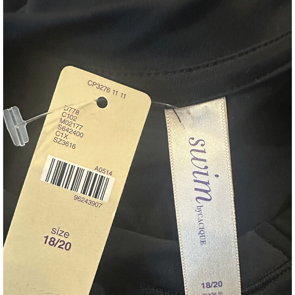 NWT Swim By Cacique Lane Bryant Rashguard Top Quarter Zip SS BLK Plus Size 18/20 - Picture 10 of 11